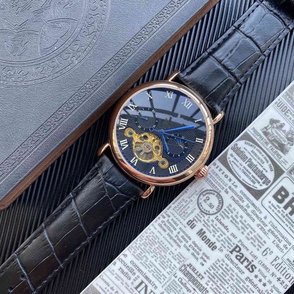

2021 luxury men's watches big flywheel five stitches automatic mechanical watch designer wristwatch brand belt casual sports style, Slivery;brown