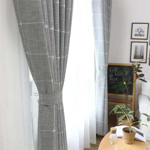 

curtain & drapes plaid linen curtains for living room yarn dyed modern tulle bedroom thick window home decoration