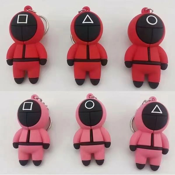 

tv squid game keychain popular toy anime surrounding wooden people pontang pvc keychains