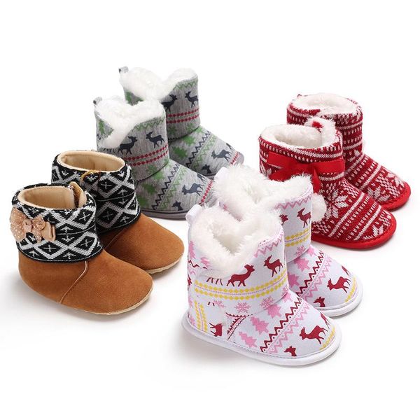 

first walkers reindeer christmas baby shoes warm winter boy girls bootie infant toddler snowboots crib boots walker