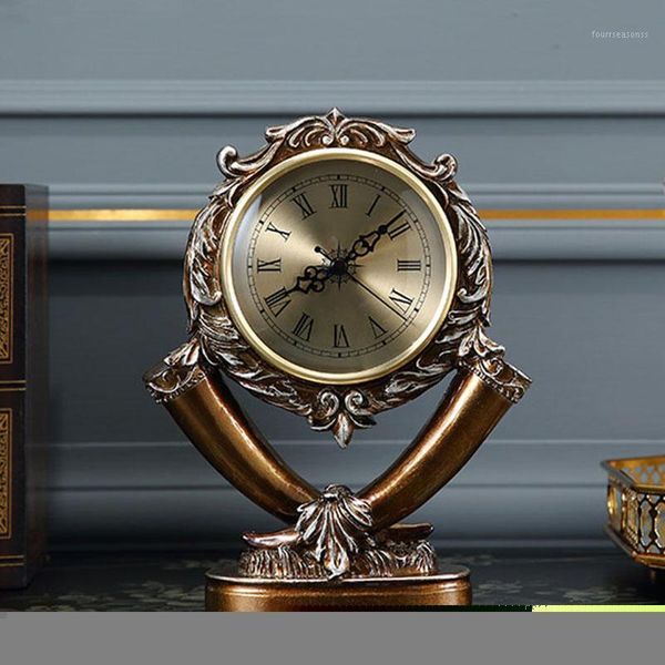 

desk & table clocks european ornaments clock living room retro american mute pendulum deskhome decoration1