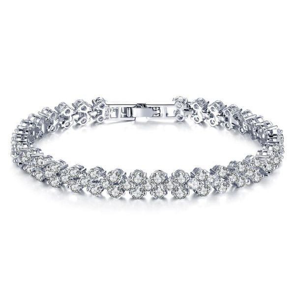 

cuff zircon square luxury crystal bracelet female charm silver bride wedding high jewelry gift, White