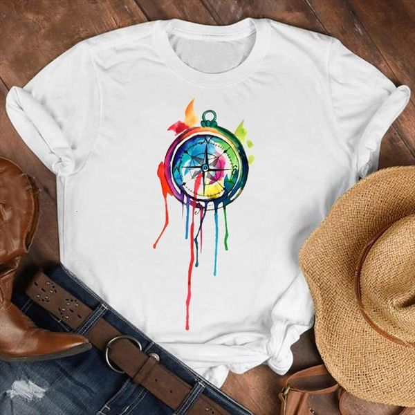 

watercolor 90s cute vintage fashion womens t shirt summer clothes print tee graphic, White