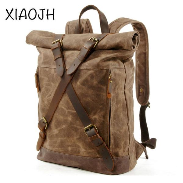 

backpack xiaojh leather male outdoor mountaineering fishing travel fitness school computer bag waterproof anti-theft wholesale