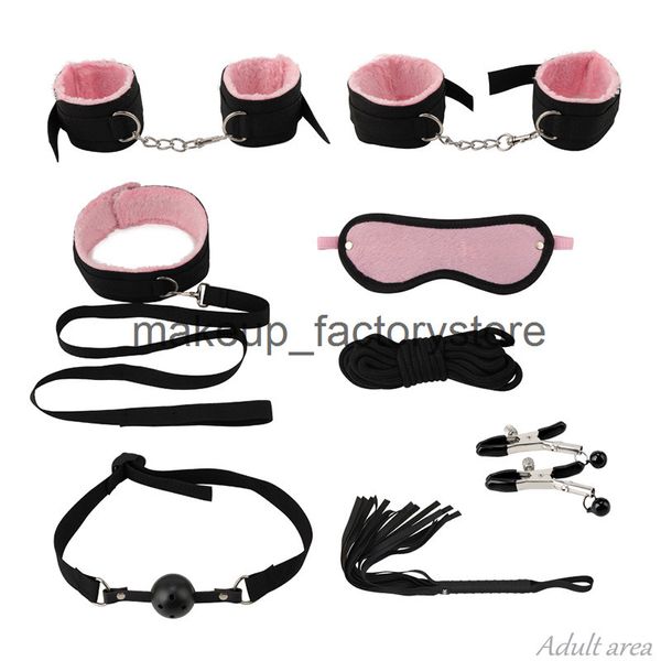 Brinquedo sexual massageador massagem sexy couro bdsm kit de pelúcia bdsm bondage conjunto algemas jogos acessórios exóticos brinquedos flertando 18