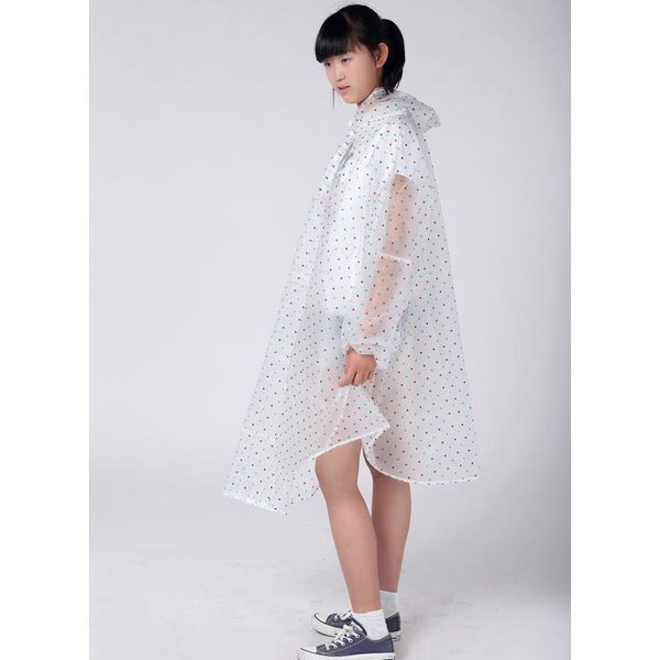

outdoor popular polka dot transparent plastic eva bicycle raincoat climbing rain poncho jllulz
