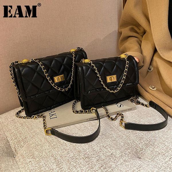 

[eam] women new argyle chains small pu leather flap personality all-match crossbody shoulder bag fashion tide 2021 18a1399