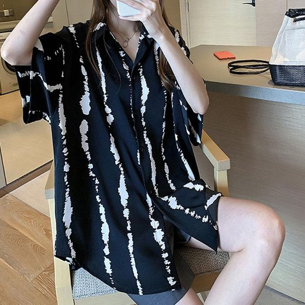 

women's blouses & shirts vanovich print chiffon shirt women 2021 summer short-sleeved wild casual ladies europe fashion clothing, White