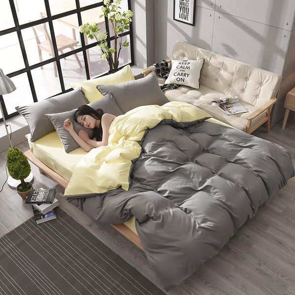 

bedding sets aloe vera cotton high-end luxury extra large sheet four-piece quilt cover pure color ab version soft skin-friendly