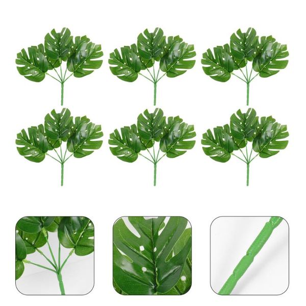 

decorative flowers & wreaths 6pcs artificial green leaves bonsai vivid plant creative desk ornament