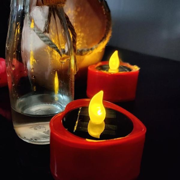 

solar tea lights candles - rechargeable flickering electronic solar led lamp nightlight - plastic flameless solar energ jllolv