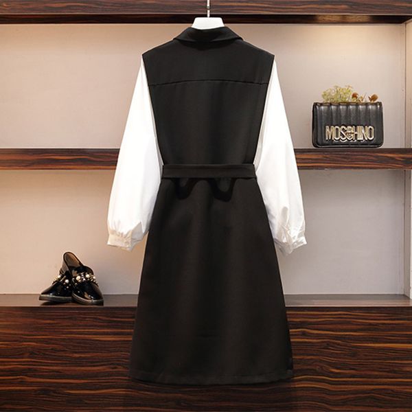 

black autumn white shreds girl's shirt 2021 casual smart plus long sleeve lady's office prom party dress bodycon cgqh, Black;gray