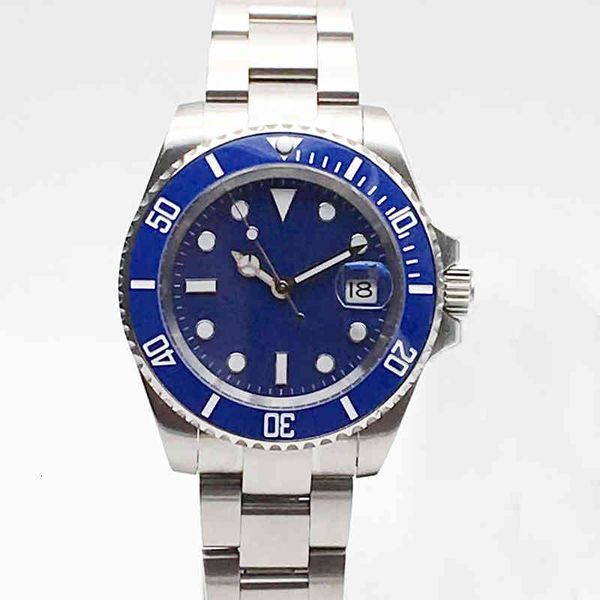 

40mm blue dial classic gentlemen clock automatic mechanism waterproof sapphire glass sliding gesp aaa, Slivery;brown