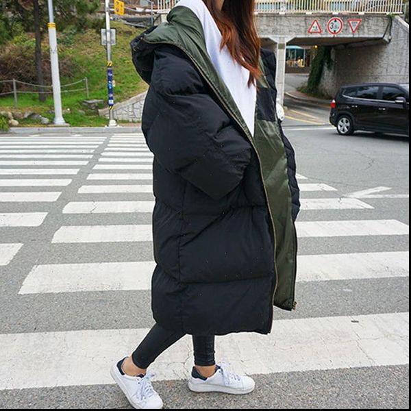 

autumn winter jacket women parka warm thick long down cotton coat female loose oversize women winter coat outerwear q1933, Black