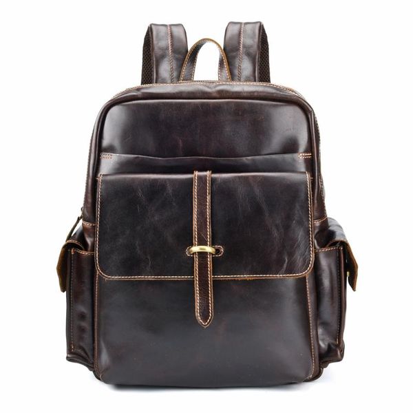 

backpack men oil wax cowhide rucksack school daypack large capacity book bag casual travel knapsack genuine leather