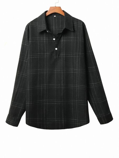 

men plaid print polo neck shirt f1gs#, White;black