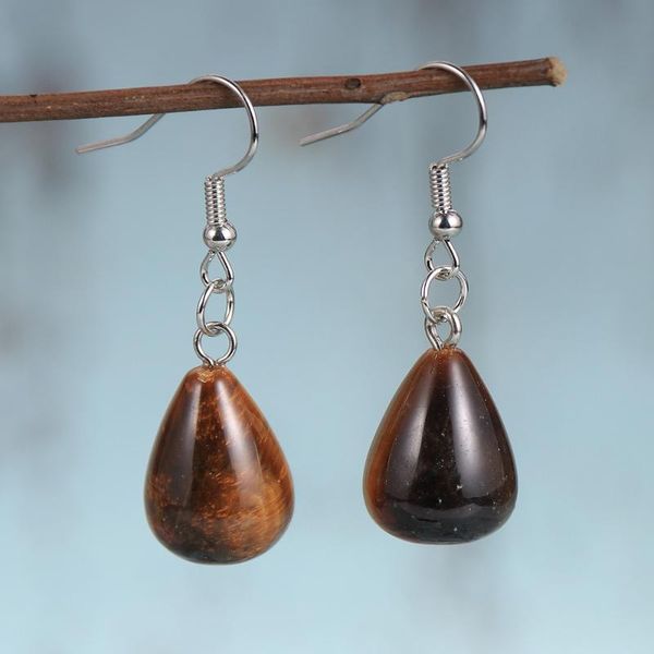 

dangle & chandelier natural stone water drop statement women earrings 2021 fashion boho tiger eye turquoises crystal minimalist earring, Silver
