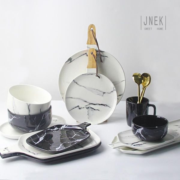

flatware sets marble grain plates grey hint ceramic dish black white texture tableware porcelain plate