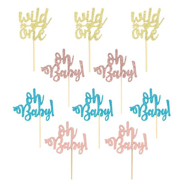 

other event & party supplies cyuan 10pc gold oh baby cupcake er boy girl shower gender reveal kids 1st birthday decor cake decorating