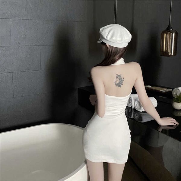 

halter halter dress feminine off-shoulder slim mini nightclub party bag hip summer 210604, Black;gray