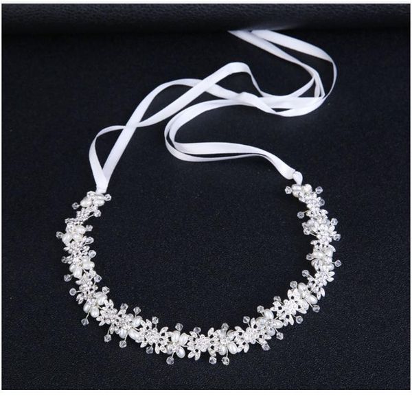 

handmade pearl bridal tiaras bride headbands for women pageant crystal flower hair ornaments wedding hair jewelry acc jllajg, Silver