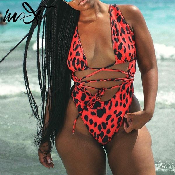 

women's swimwear in-x one piece swimsuit female string monokini leopard print bikini 2021 plus size women bodysuit red bathing suit, White;black