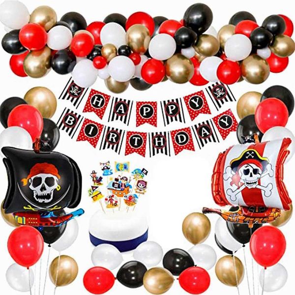 104pcs palloncini Garland Set Skull Polka Dot Palloncini in lattice ad elio Tema di compleanno Decorazioni per feste Bambini Globos 210719