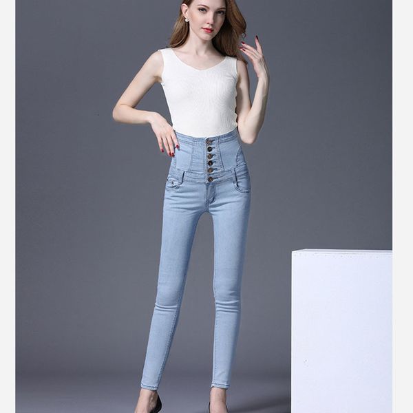 

women's jeans jeans, fashionable upper-waisted, plus size, receiving abdomen, foot pencils, , black velvet jeans i6ti, Blue