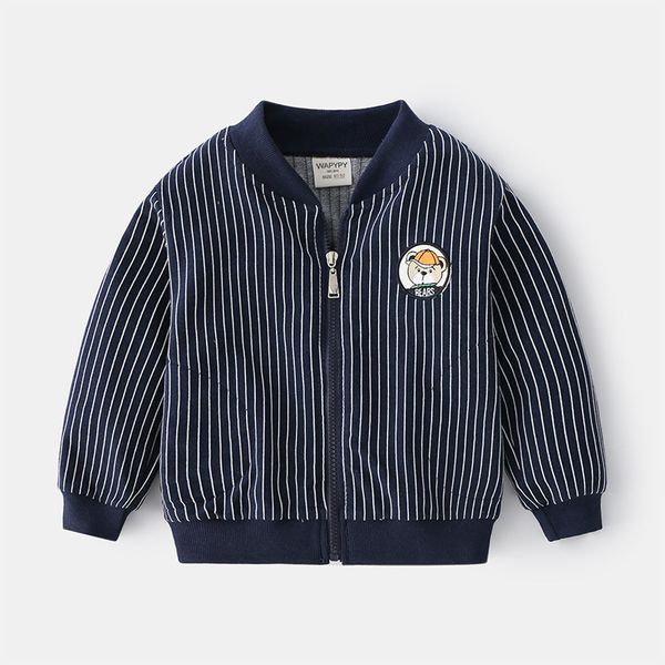 

boys jackets cartoon hooded fashion children stripe jacket windbreaker for spring autumn kids clothing baseball outwear coat, Blue;gray