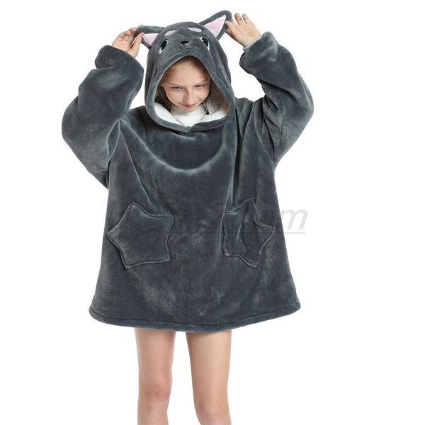 

hoodies & sweatshirts oversized blanket hoodie for kids thick flannel sweatshirt with sleeves and star pocket super warm sherpa tv, Black