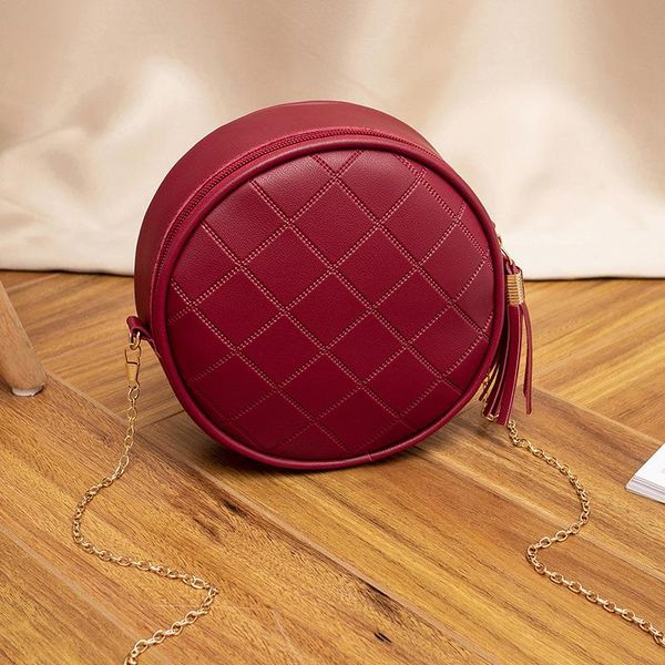 

bag women 2019 summer and autumn new diagonal shoulder phone t tassel small round mobile version korean of rhombus the fore vnpbu