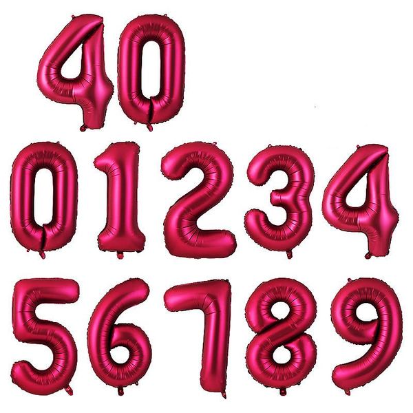 

party decoration 40inch giant happy birthday foil balloons metal wine red number 0 1 2 3 4 5 6 7 8 9 large figures globos baby shower