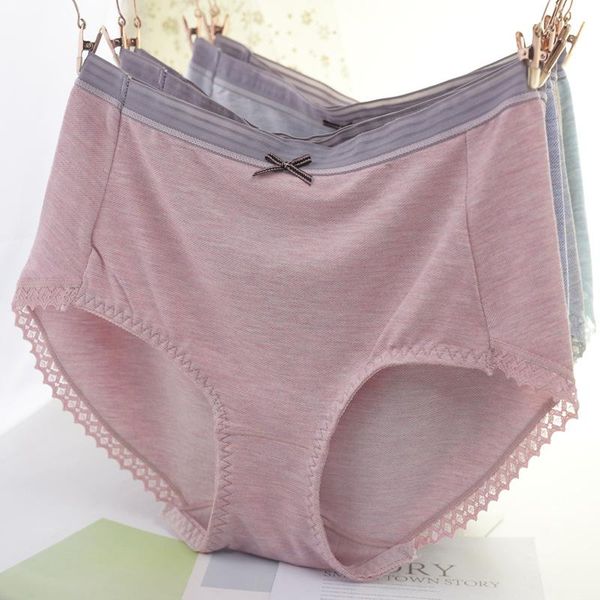 

manufacturers direct selling modal cotton women's panties medium waist large size fat mm colored yarn cotton women's boxer brief, Black;pink