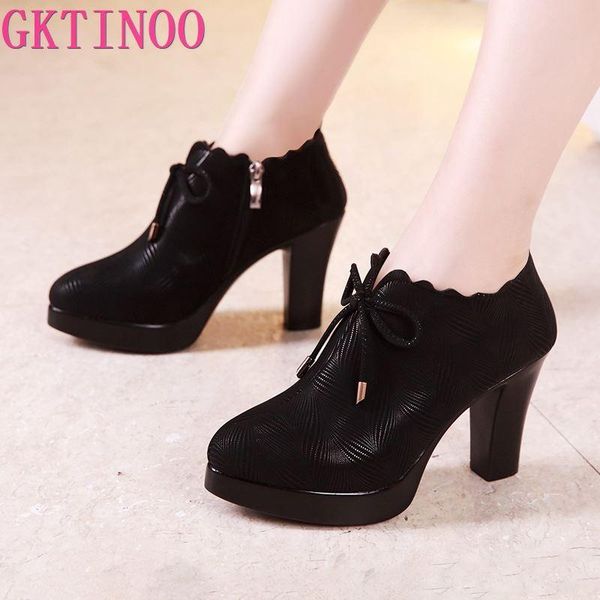 

dress shoes gktinoo plus size 33-43 block heel deep mouth platform pumps women 2021 black high heels ladies leather shoe office
