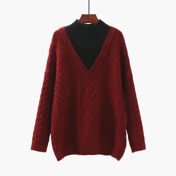 

half high neck twist women's pullover for autumn winter wear 2020 new korean loose and lazy sweater, White;black