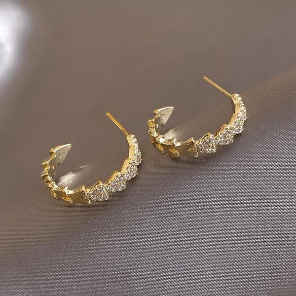 

hoop & huggie u-magical temperament triangle c shape geometric earring for women shiny gold metal rhinestone jewelry pendientes, Golden;silver