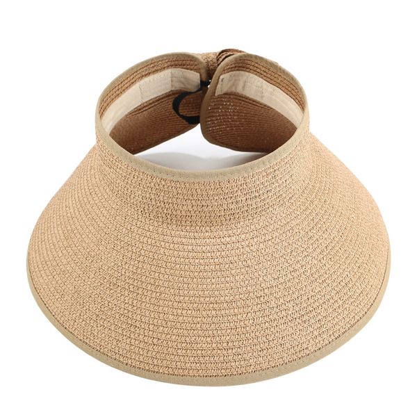 

beach sunshade empty hat women summer sun protection straw hat folding large parent-child hat, Blue;gray