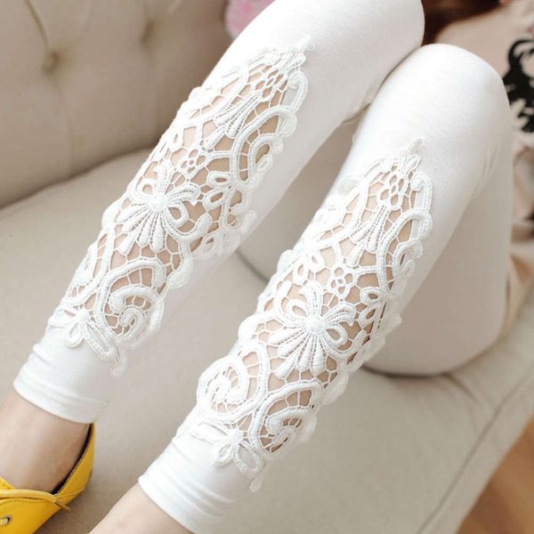 

body sculpting thin 2021 show spring korea new style side fashion lace nine point leggings [modal style] o, Gray