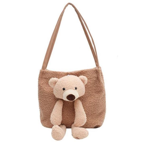 

autumn and winter korean version of cute girl lamb hair doll bear shoulder bag wild messenger bag
