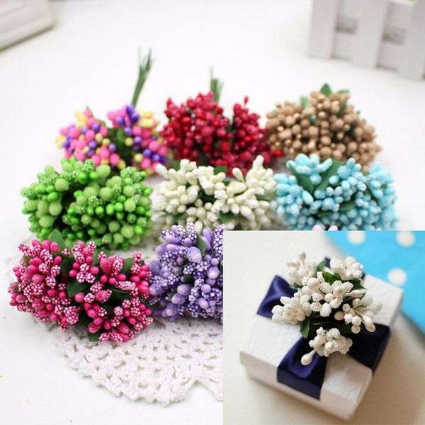 

decorative flowers & wreaths 12pcs berry artificial stamen flower for wedding home decoration pistil diy scrapbooking garland craft fake