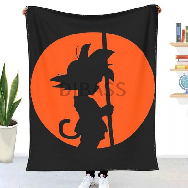 

blankets songoku silouette throw blanket 3d printed flannel