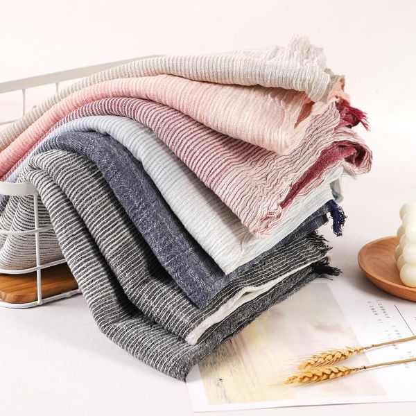 

ethnic clothing women cotton and linen hijab scarf wrap islamic tassel shawls headband muslim hijabs headscarf scarves for, Red