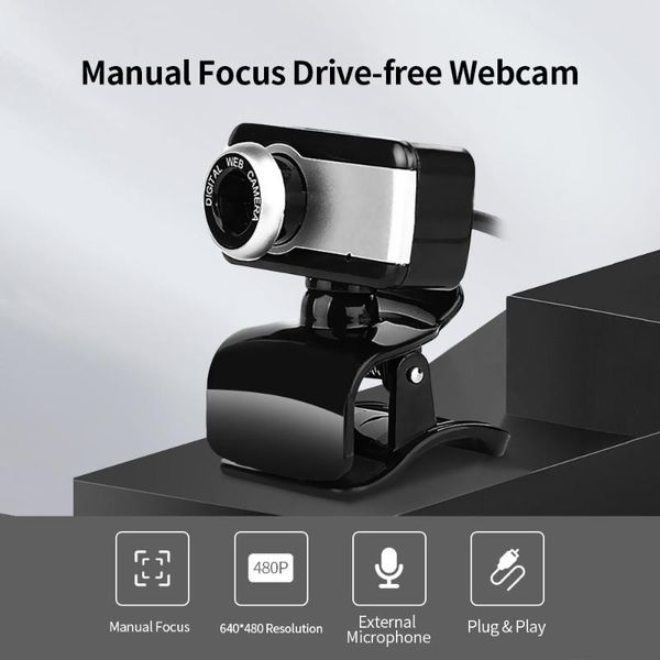 

webcams usb computer camera 480p manual focus web drive-webcam with external microphone for video chat online conference
