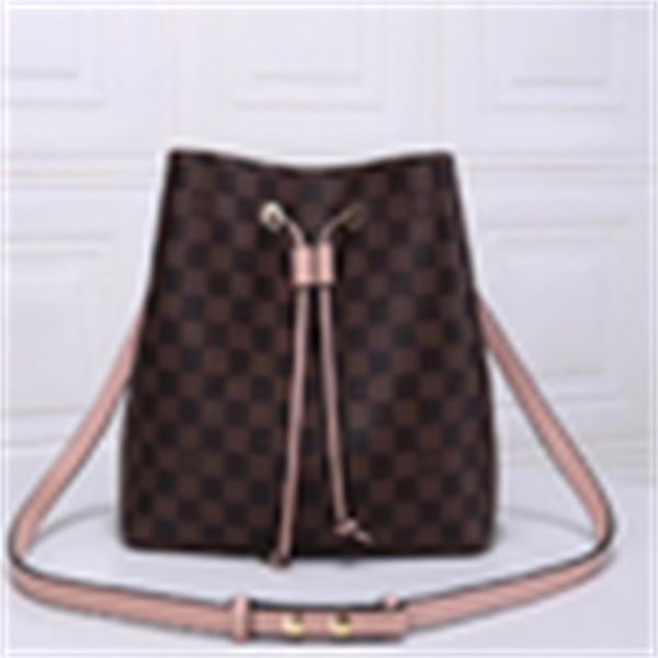 

iconic new bucket brand shoulder powder designer coffee grid luxury bag female handbags m40198 handles brown bags totes grid cross body