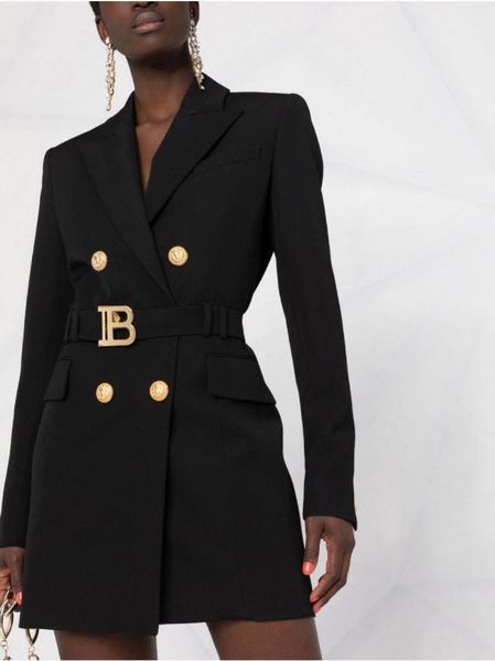 

women's suits & blazers 2021fw luxury autumn women double breasted blazer with belts female fashion coat jacket 2 color gdnz 7.12, White;black