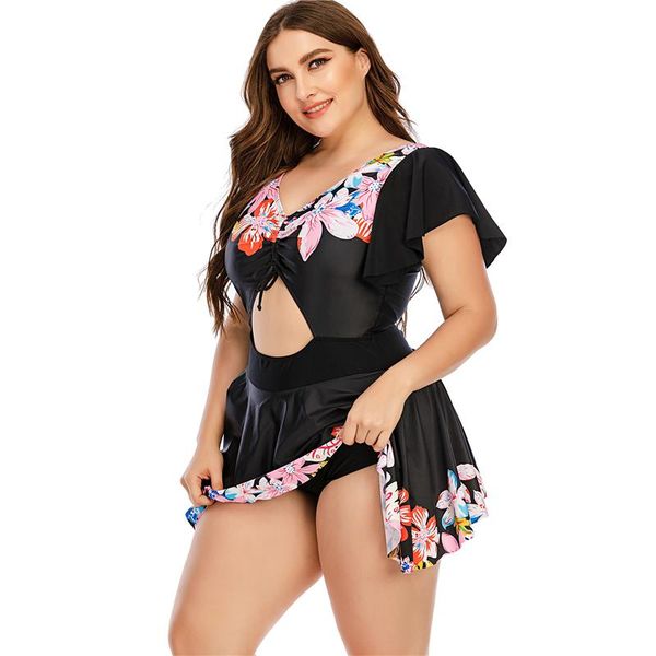 

2021 women large size 5xl low waist two piece swimwear swimsuits female swim skirt + bikini beachwear swimming bathing suit