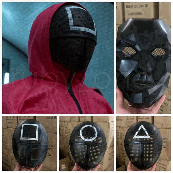 

dhl ship squid game masked man masks round squire triangle cosply mask accessories delicate halloween masquerade costume party props rra4479