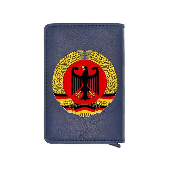 

card holders blue german national emblem eagle holder charm men women leather wallet slim mini short purse gift, Brown;gray