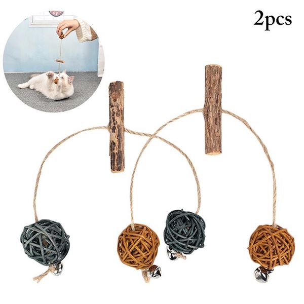 

cat toys legendog 2pcs funny rattan ball bell decor interactive toy chew pet supplies favors ship in 24 hours