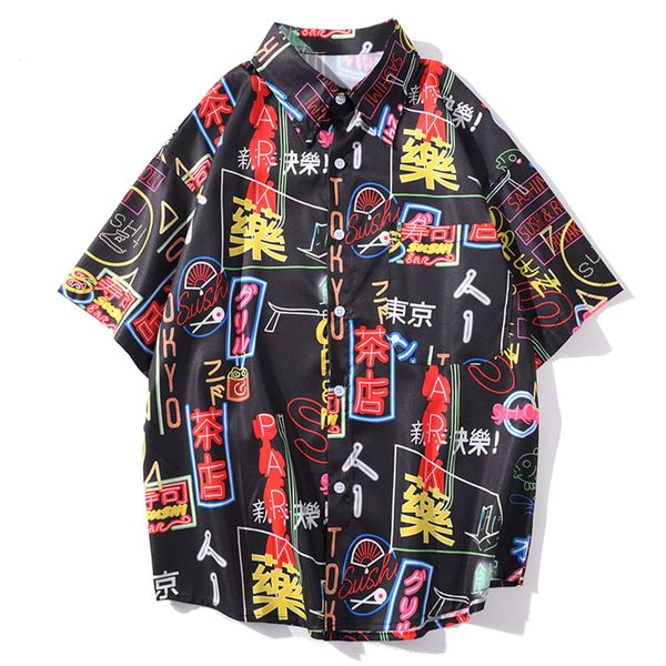 

new aelfric 2021 eden summer hawaii beach shirts men casual graffiti chinese print cotton vintage streetwear short sleeve shirt 4w5x, White
